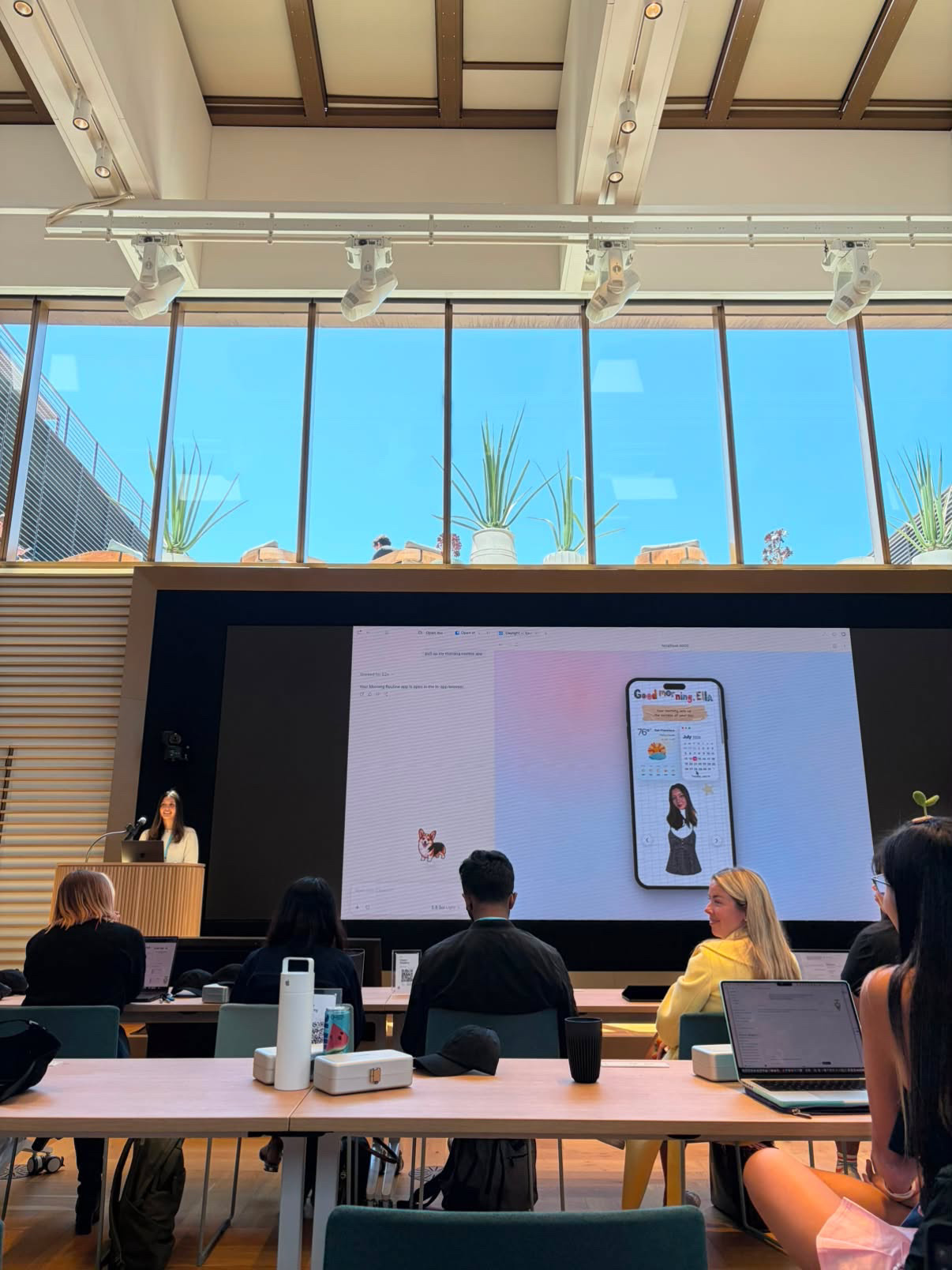 Ella presenting at a talk